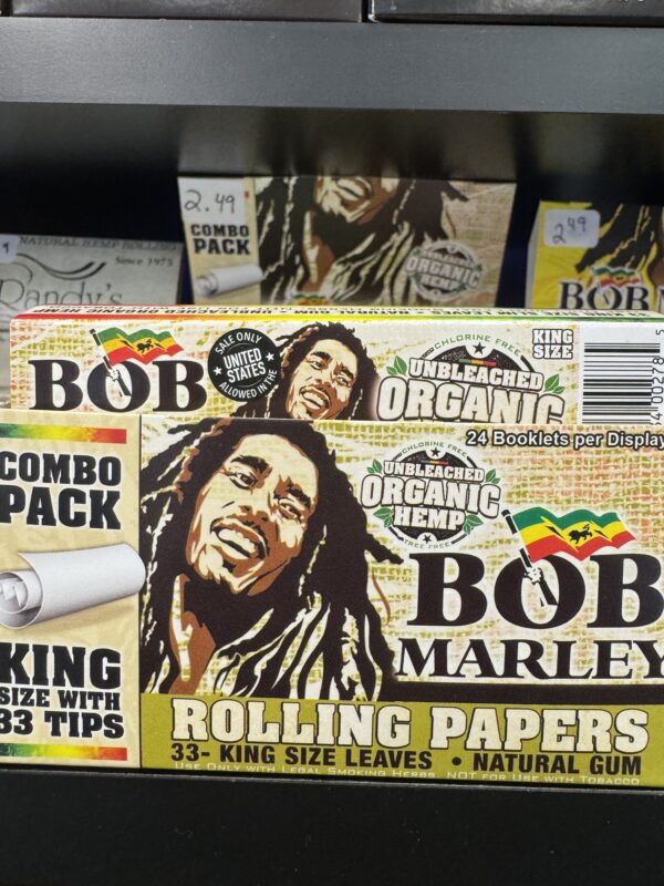 Bob Marley Unbleached King Size Rolling papers with Tips